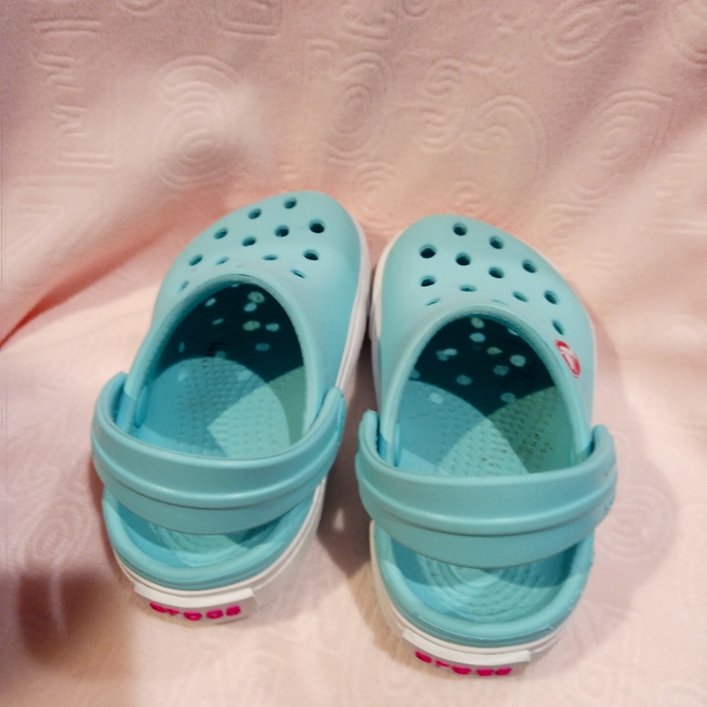 Toddler girl aqua blue Crocs